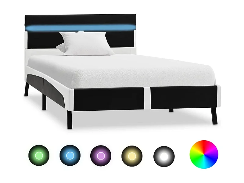 Cadre de lit avec LED sans matelas noir similicuir 90x200 cm