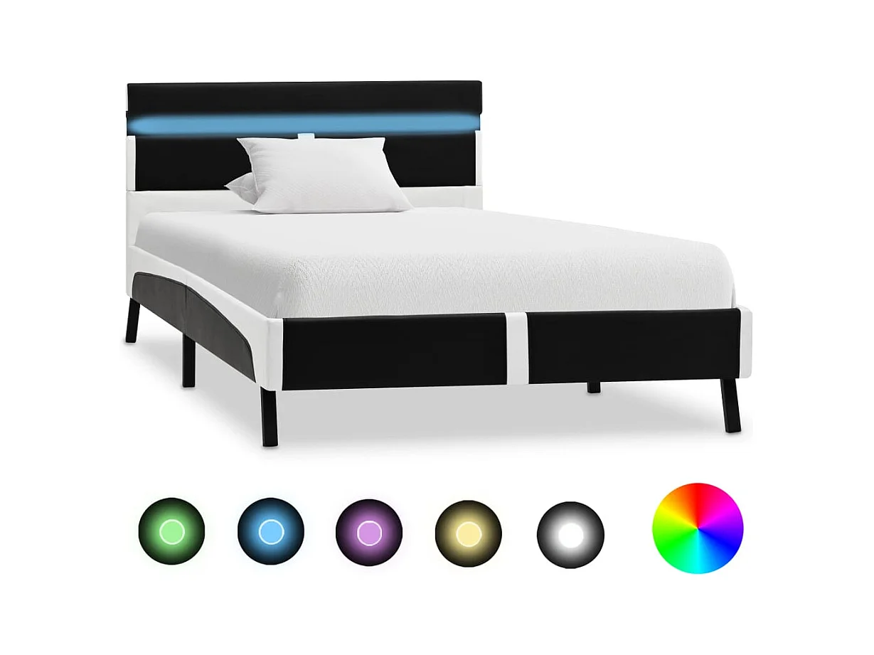 Bedframe met LED zonder matras zwart kunstleer 90x200 cm