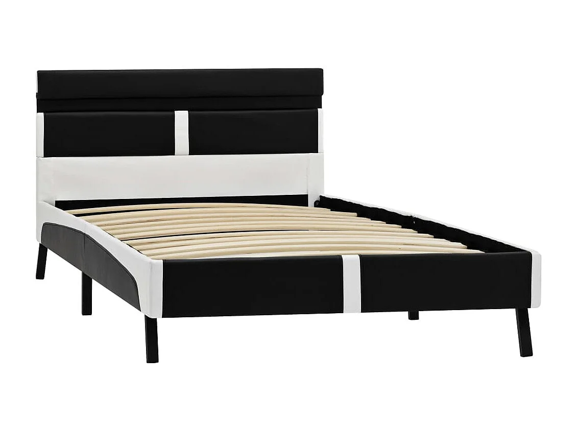 Struttura letto con LED senza materasso in similpelle nera 90x200 cm