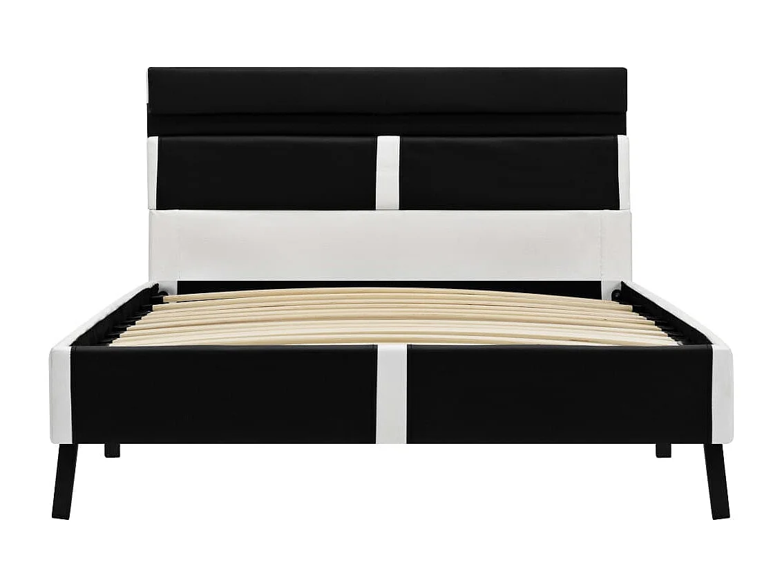 Struttura letto con LED senza materasso in similpelle nera 90x200 cm