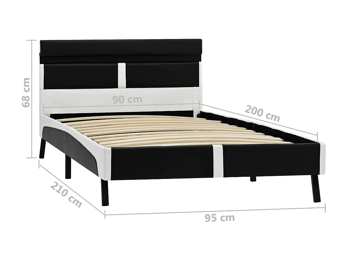 Struttura letto con LED senza materasso in similpelle nera 90x200 cm