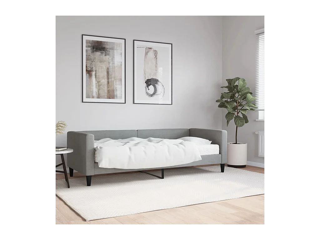 Dagbed met lichtgrijze matras 80x200 cm stof