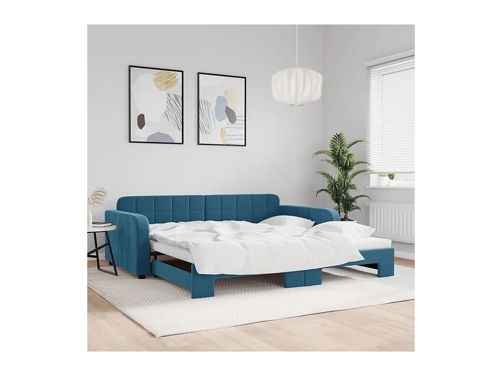 Cama de día con nido sin colchón azul 100x200 cm