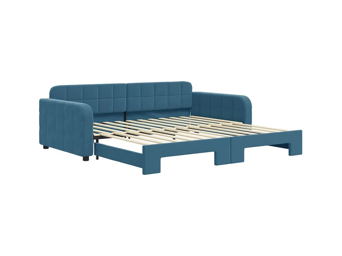 Cama de día con nido sin colchón azul 100x200 cm