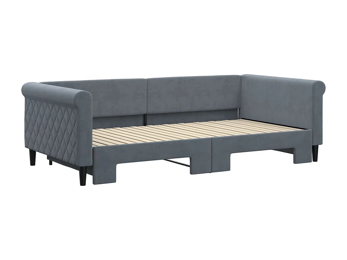 Divano letto con letto estraibile senza materasso grigio scuro 100x200 cm