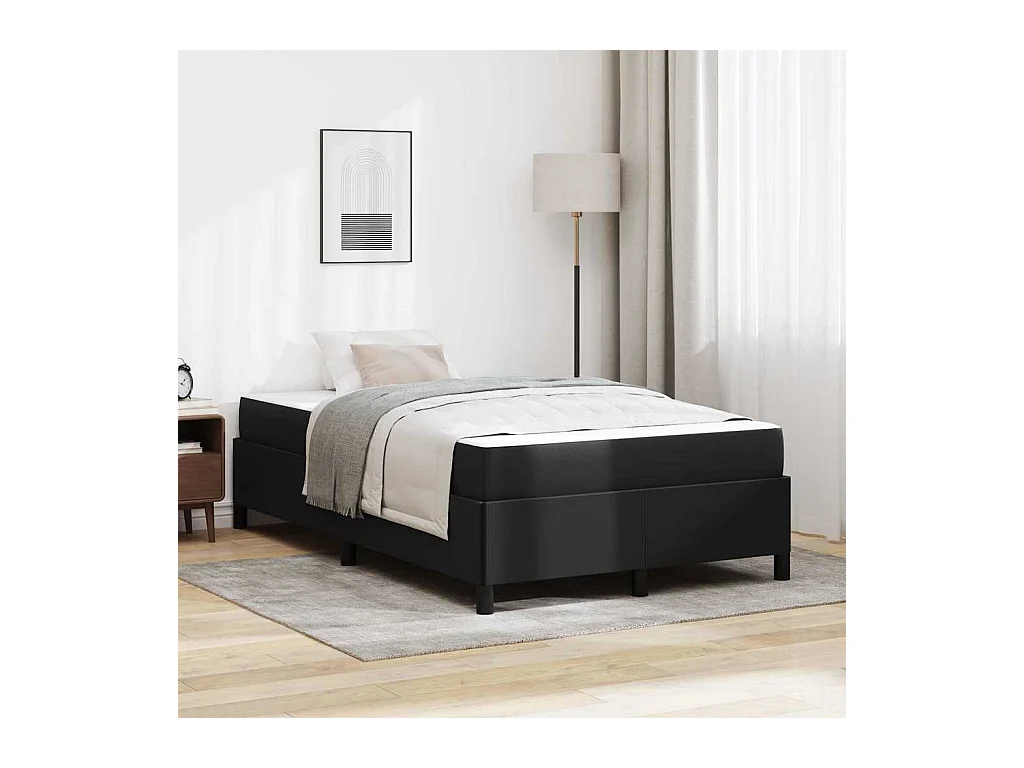 Struttura letto con materasso Nero 120 x 200 cm Similpelle