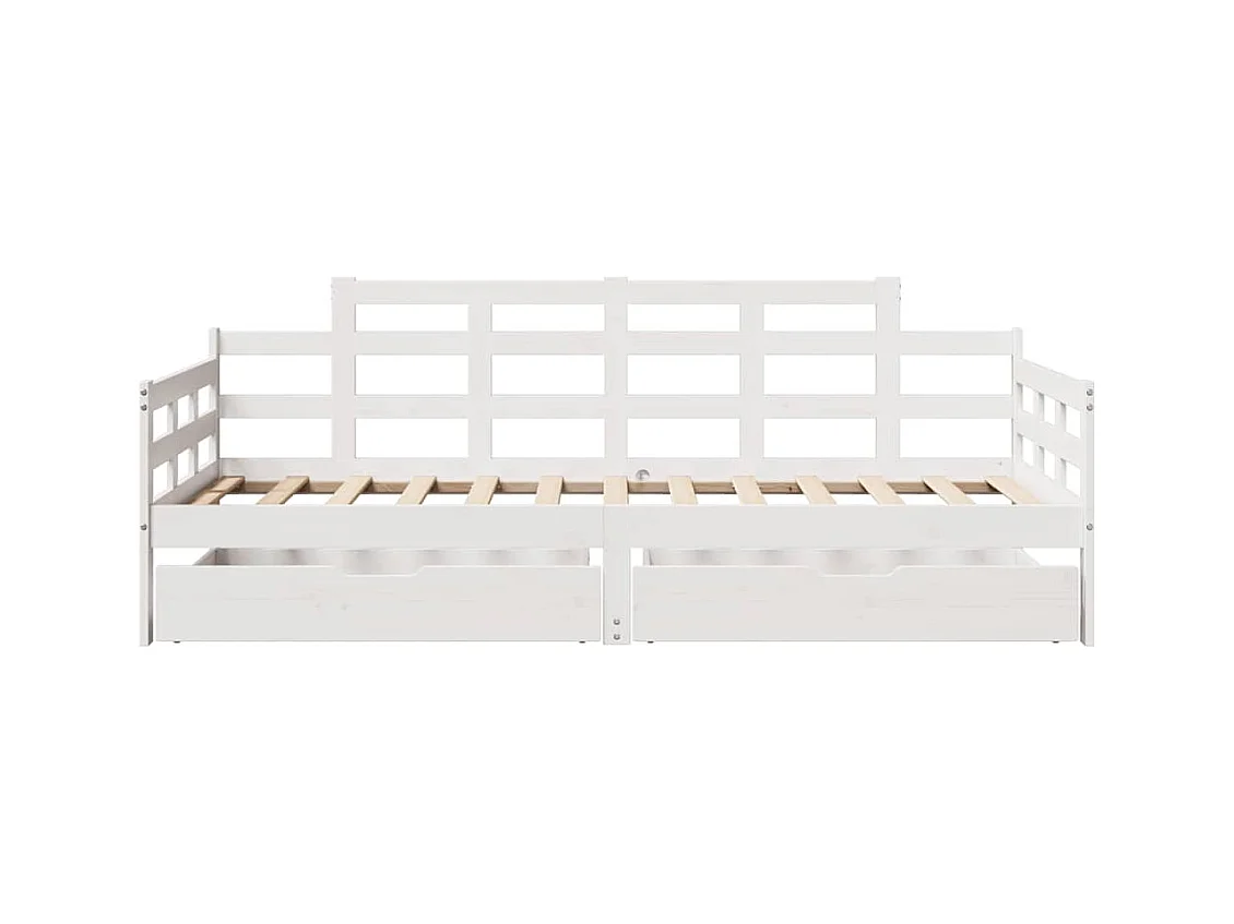 Lit de jour et tiroirs sans matelas blanc 80x200 cm bois massif