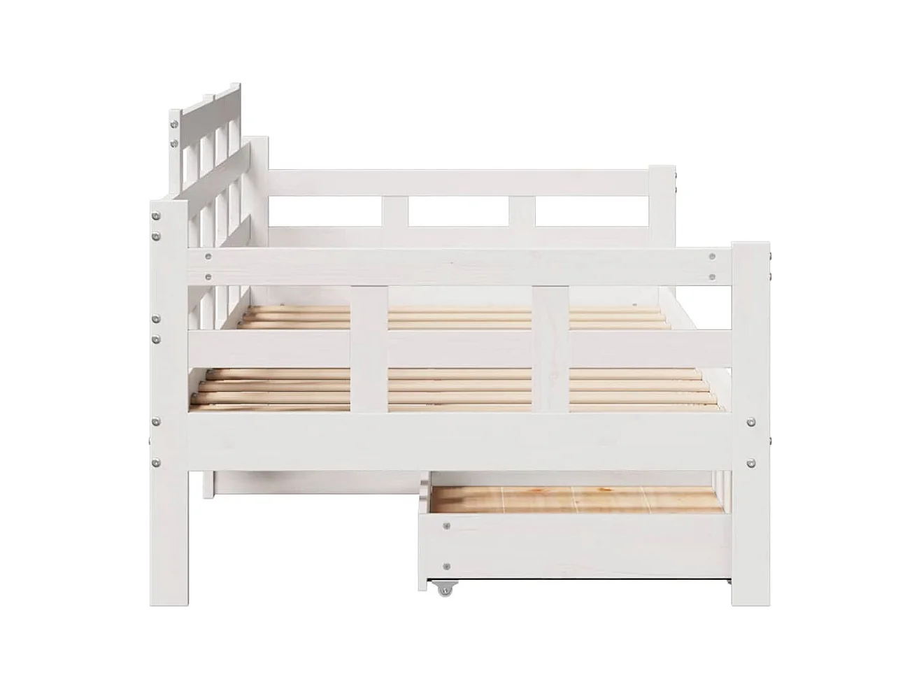 Lit de jour et tiroirs sans matelas blanc 80x200 cm bois massif