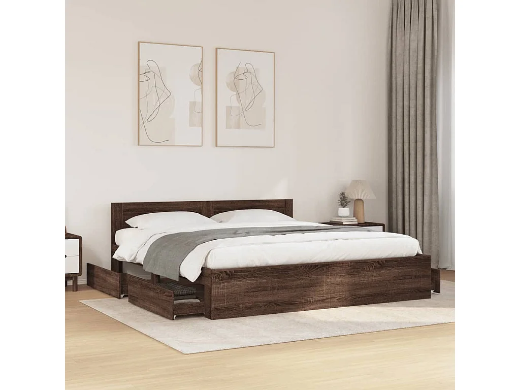 Testiera letto senza materasso rovere marrone 200x200 cm