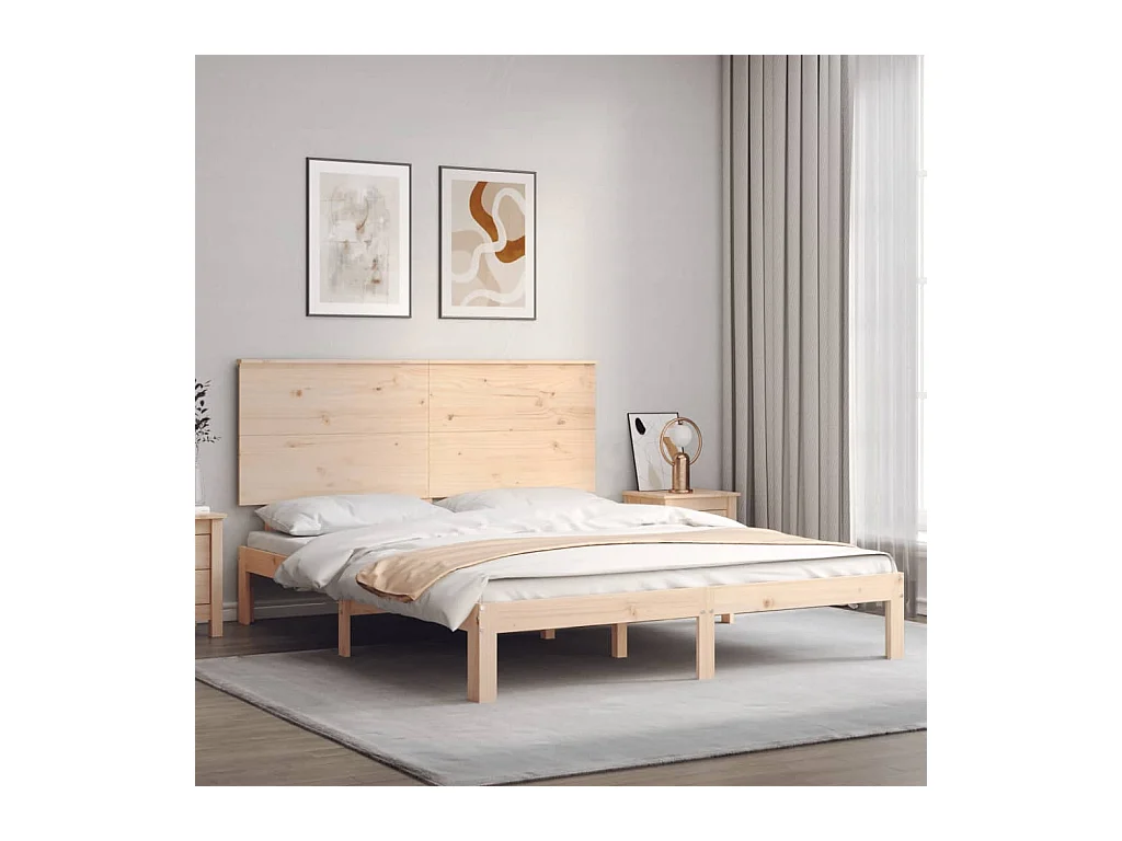 Cadre de lit sans matelas 160x200 cm bois massif de pin