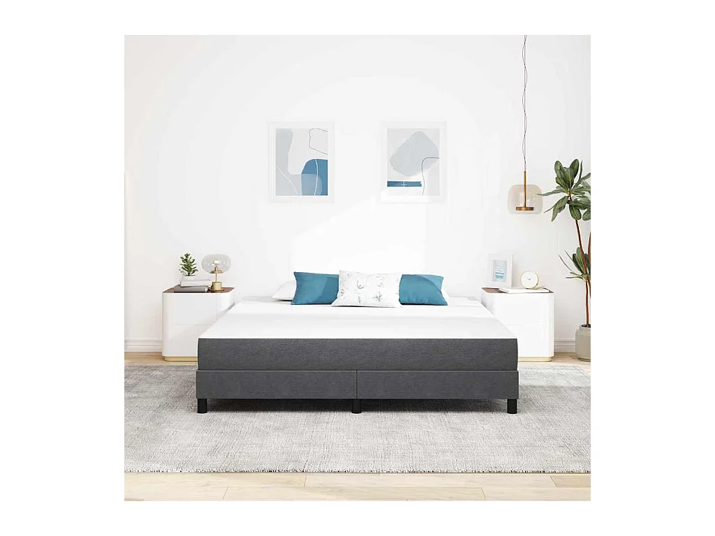 Materasso per letto con materasso grigio 180 x 200 cm in tessuto