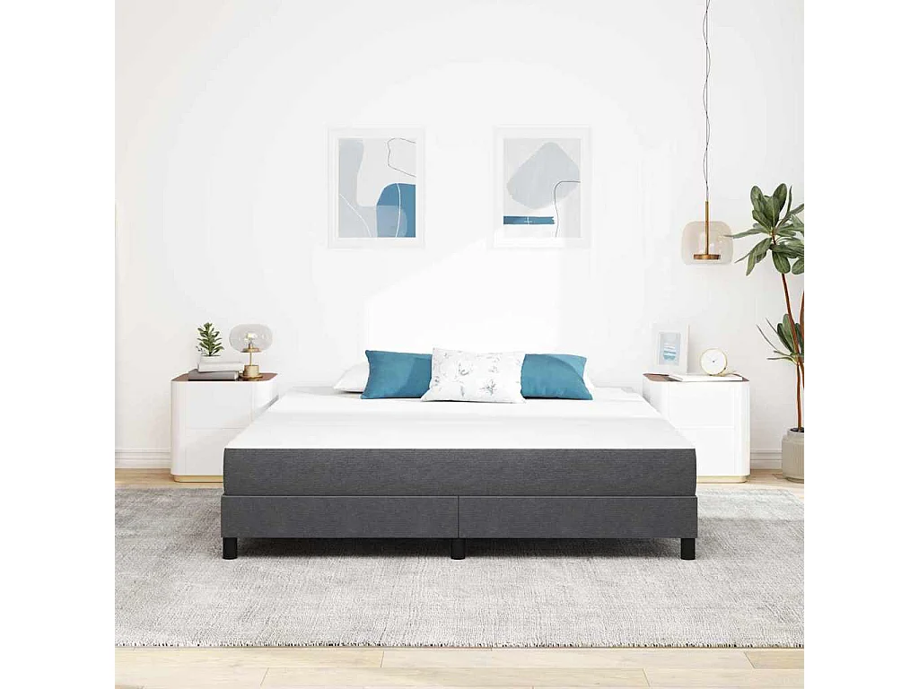 Materasso per letto con materasso grigio 180 x 200 cm in tessuto