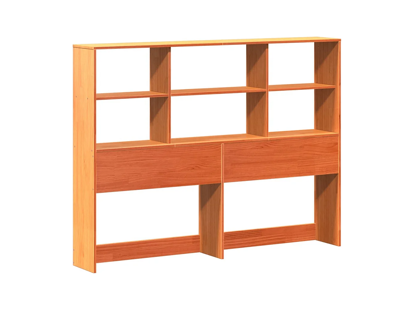 Cama librería sin colchón, color marrón cera, 140x200cm, madera maciza