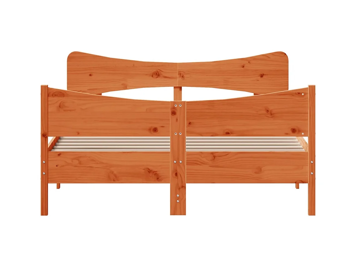 Estructura de cama sin colchón, color marrón cera, 140x200cm, madera maciza de pino