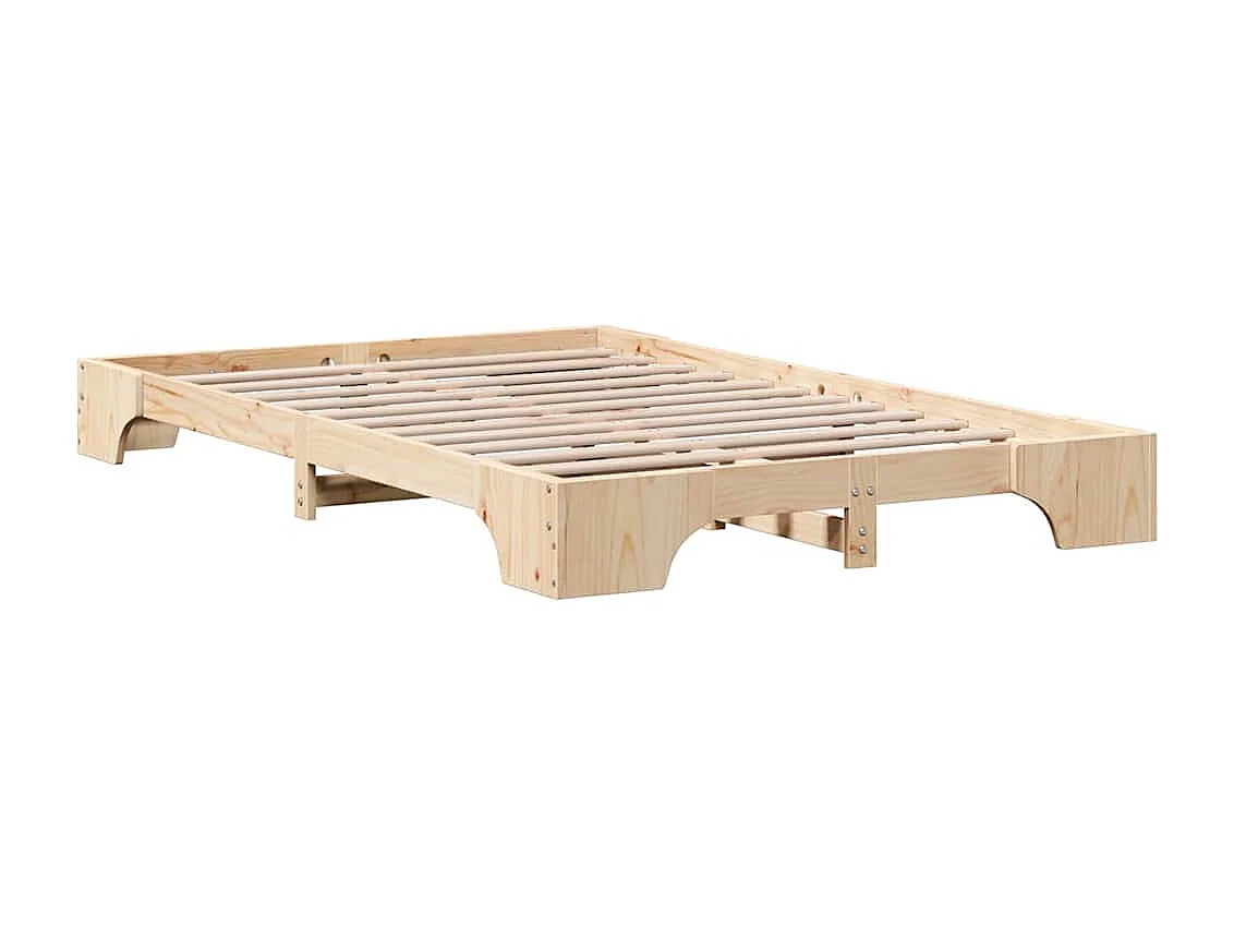 Estructura de cama de pino macizo 140 x 190 cm Madera de pino macizo