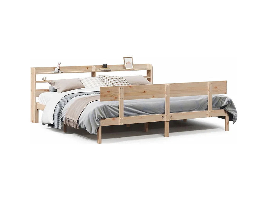 Struttura letto senza materasso 200x200 cm in legno massello di pino