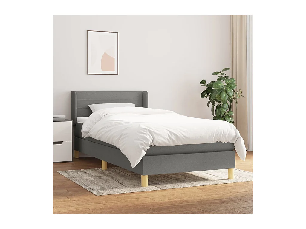 Sommier à lattes de lit avec matelas Gris foncé 80x200 cm Tissu