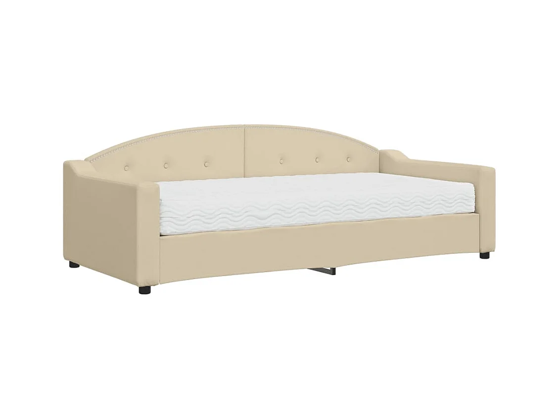 Divano letto con materasso color crema 90x200 cm in tessuto