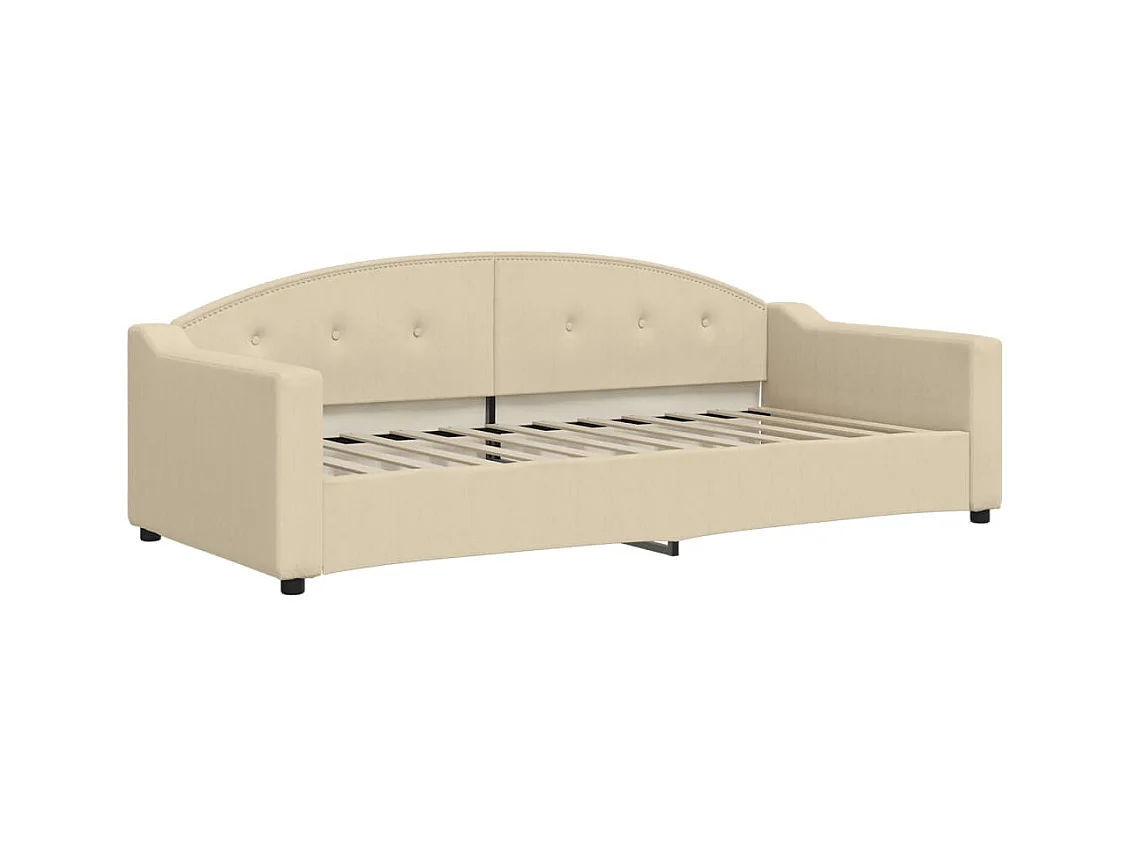Divano letto con materasso color crema 90x200 cm in tessuto