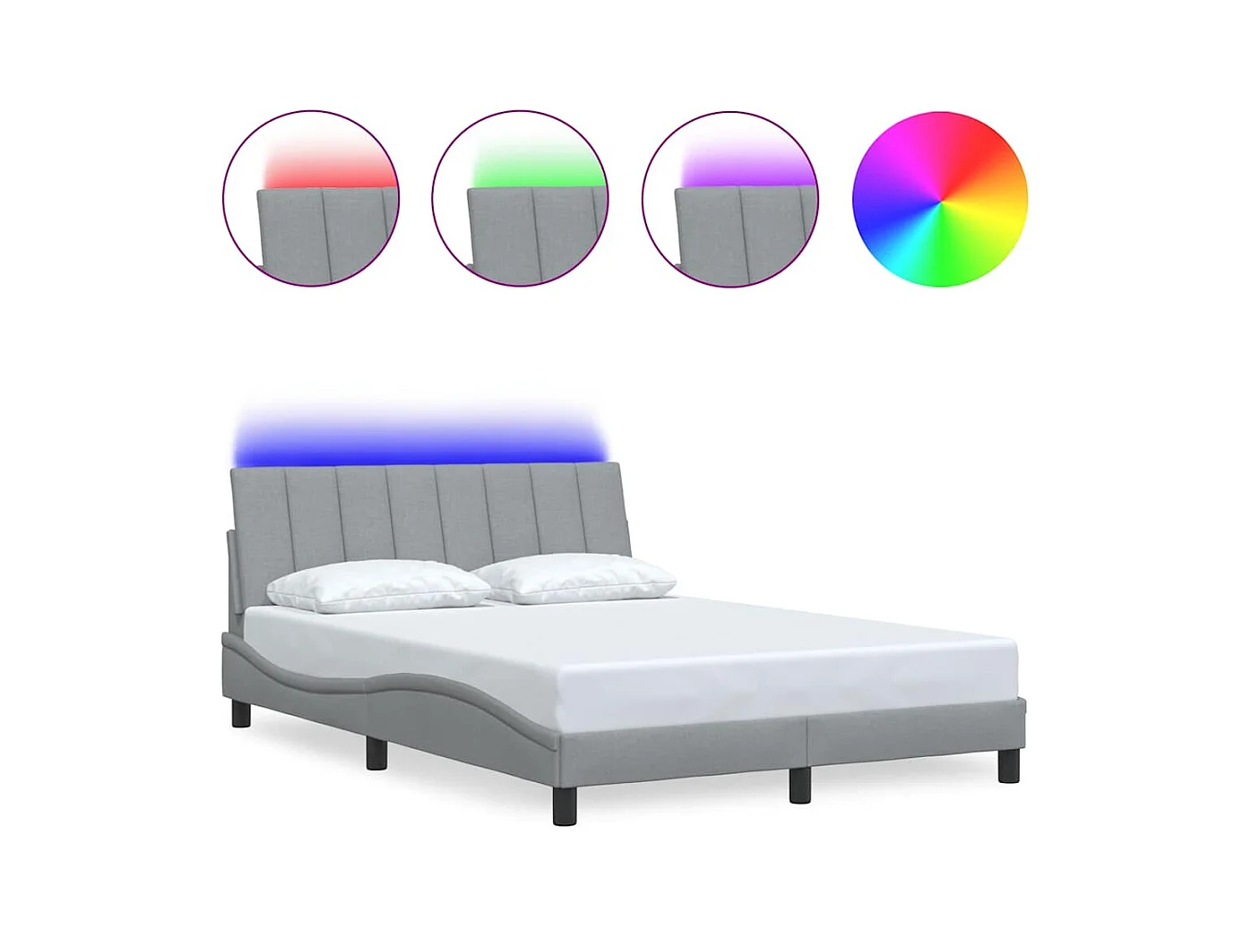 Struttura letto senza materasso tessuto grigio chiaro 140x200 cm