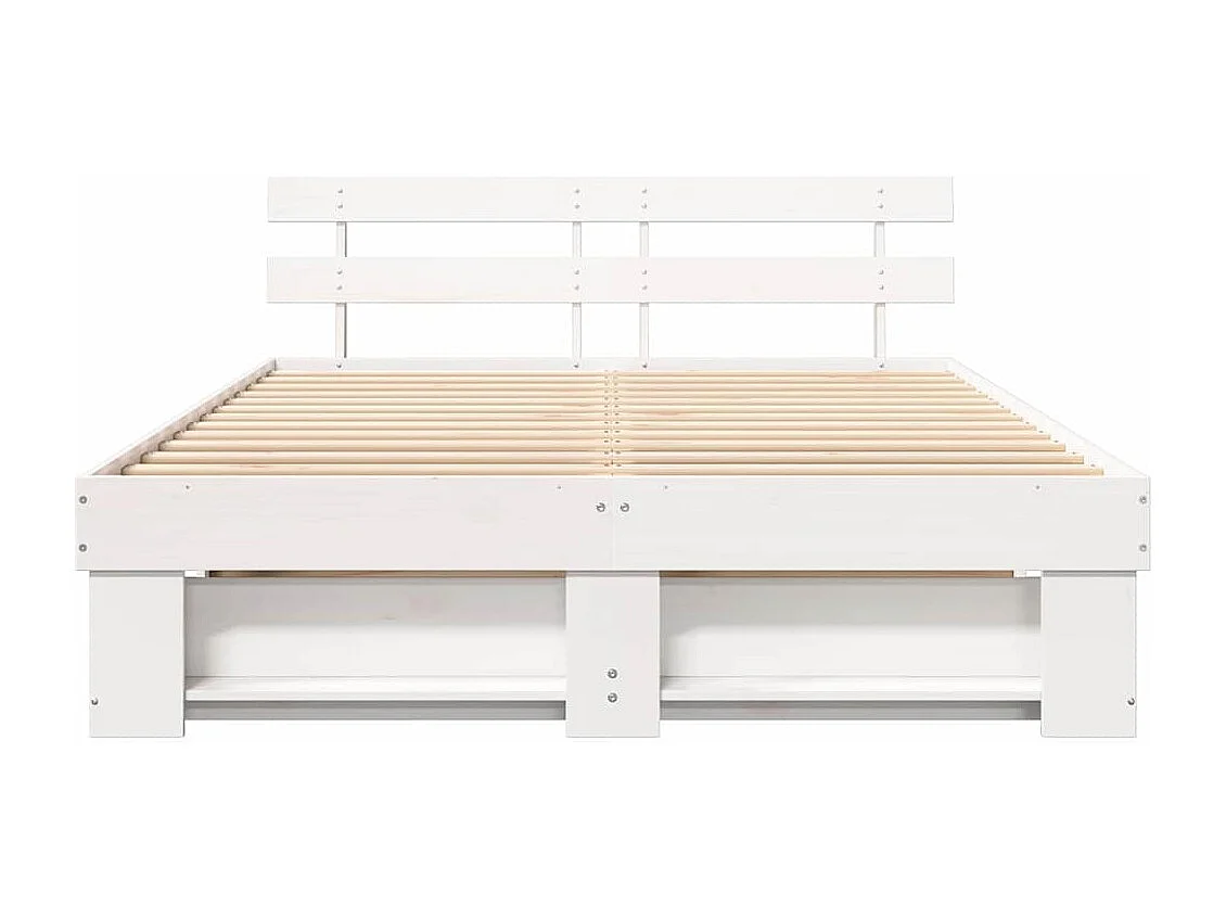 Wit bedframe 150 x 200 cm Massief grenenhout