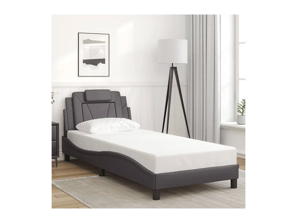 Struttura letto con LED senza materasso grigio 90x200 cm