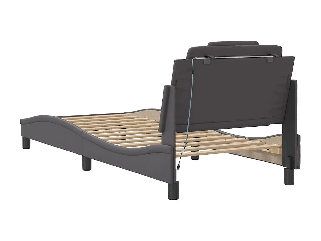 Struttura letto con LED senza materasso grigio 90x200 cm