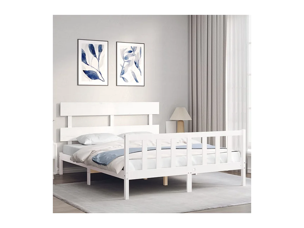 Bettgestell ohne Matratze weiß 160x200 cm Kiefer Massivholz