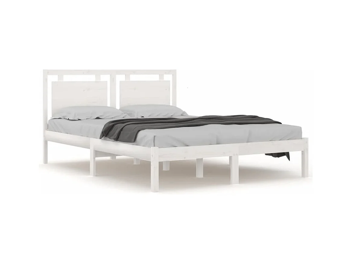 Bedframe zonder matras wit 200x200 cm massief hout