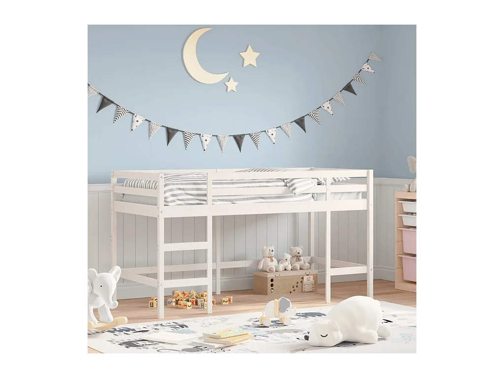 Lit mezzanine d'enfants sans matelas avec échelle 90x190 cm