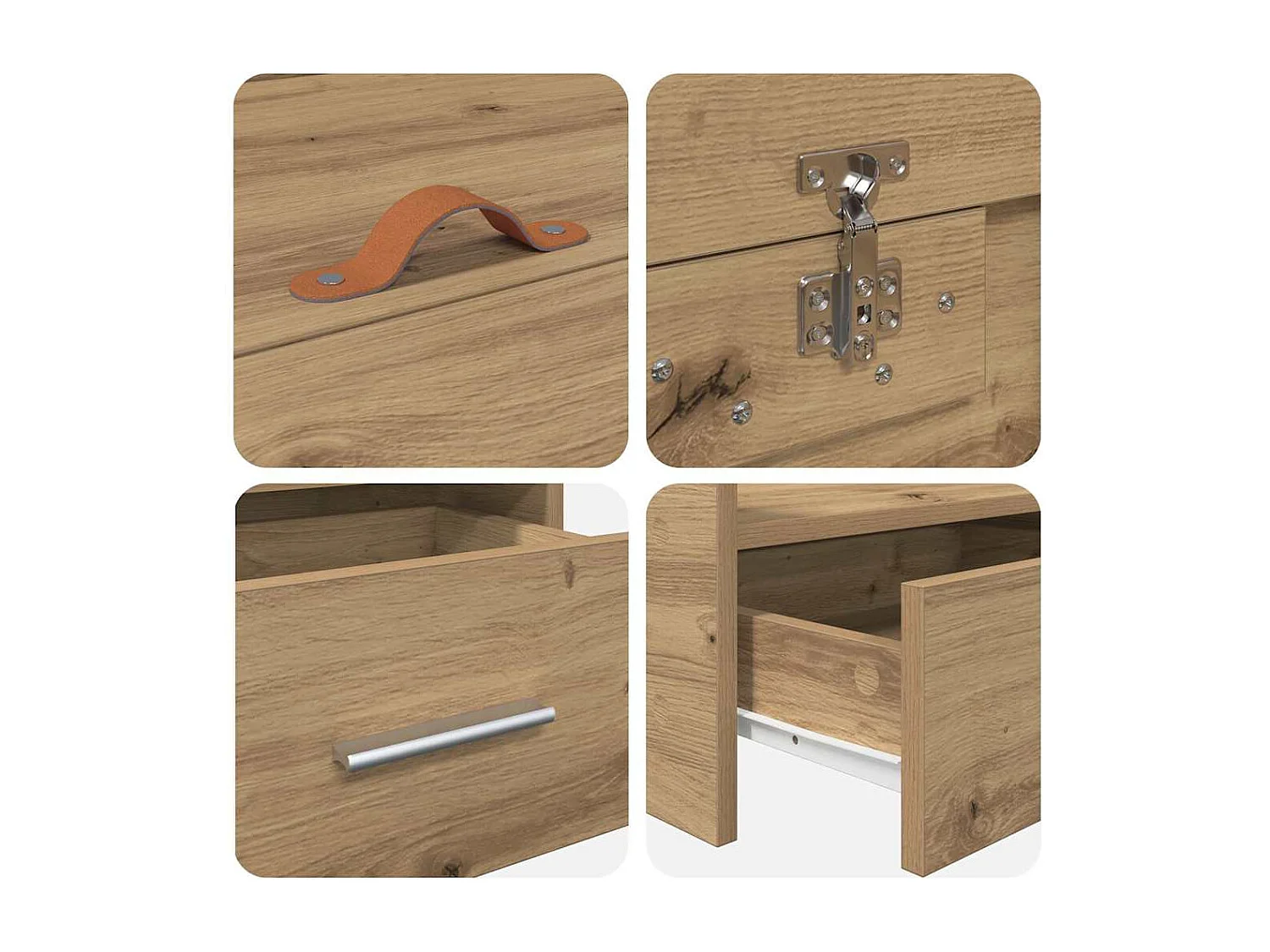 Struttura letto con contenitore e cassetto Rovere artigianale 90 x 200 cm