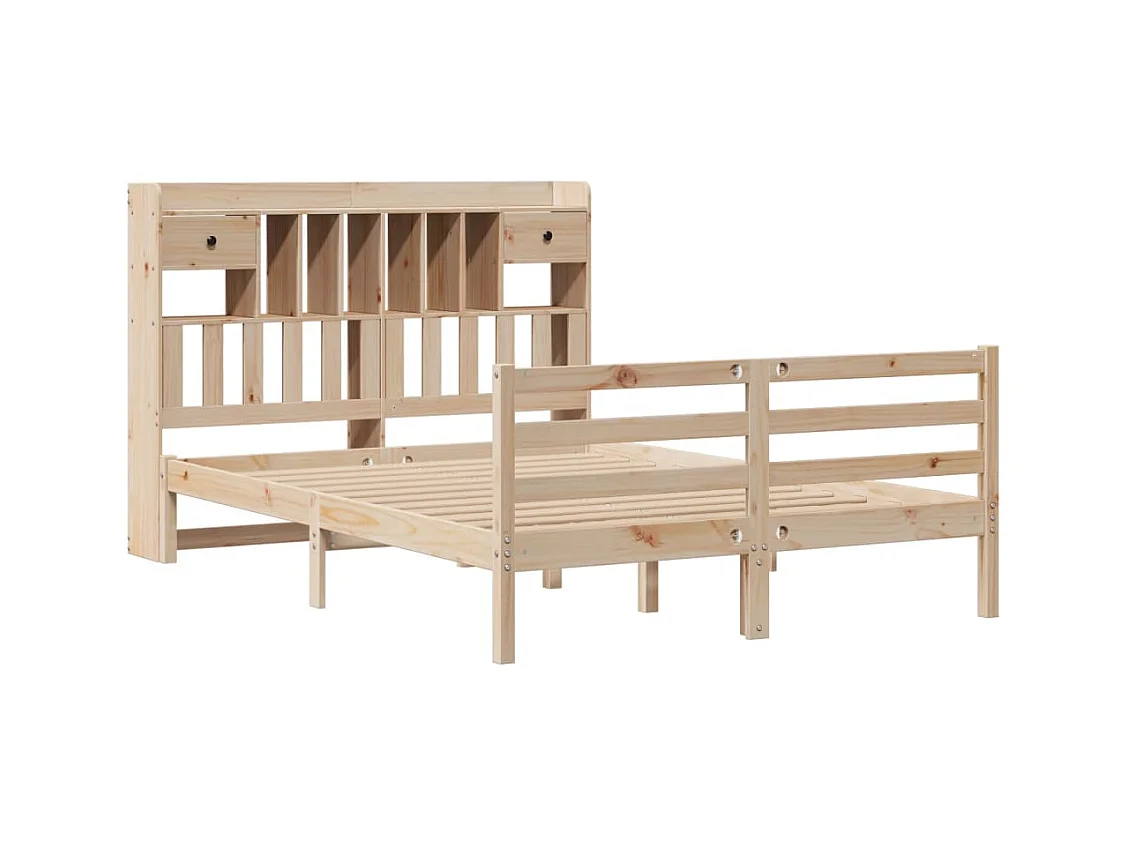 Letto a libreria senza materasso 140x200 cm in legno massello di pino