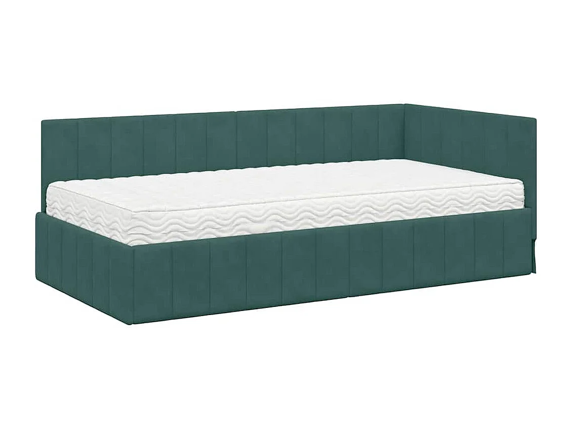 Cadre de lit d'angle Vert foncé 90 x 200 cm Velours