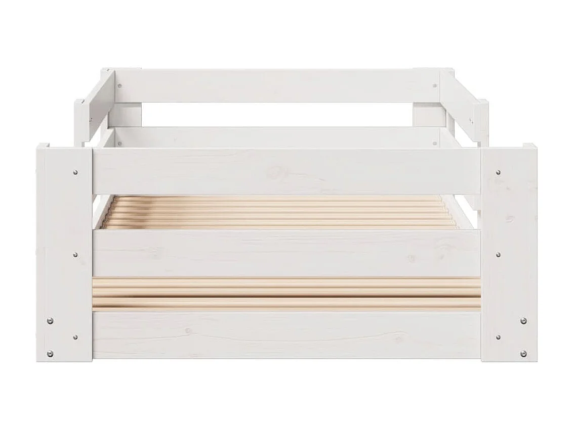 Estructura de cama sin colchón blanca 75x190 cm madera maciza de pino