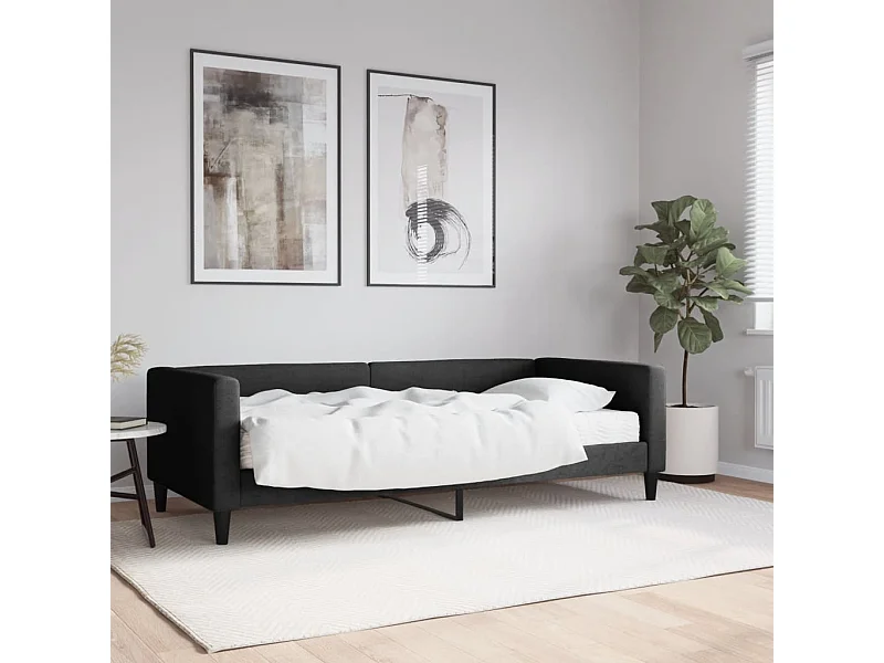 Dagbed met zwarte stoffen matras 90x200 cm