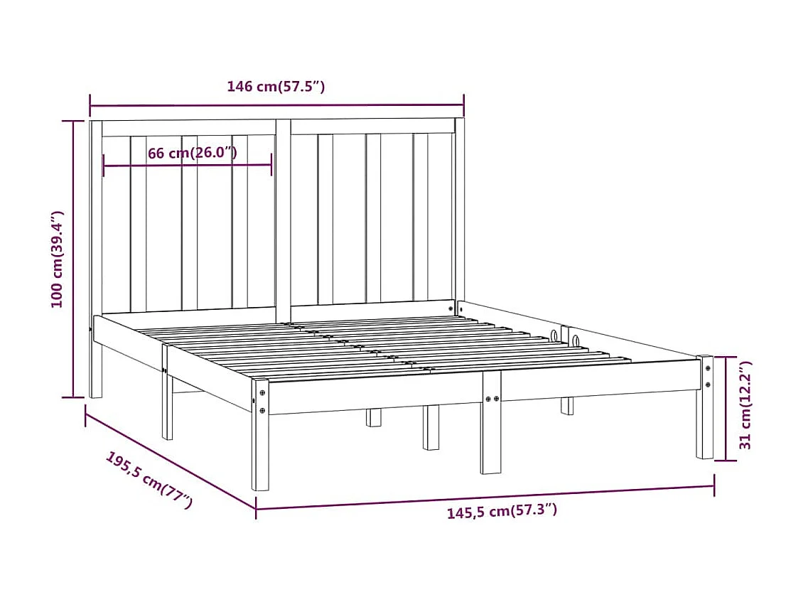 Bedframe zonder matras wit 140x190 cm massief grenenhout