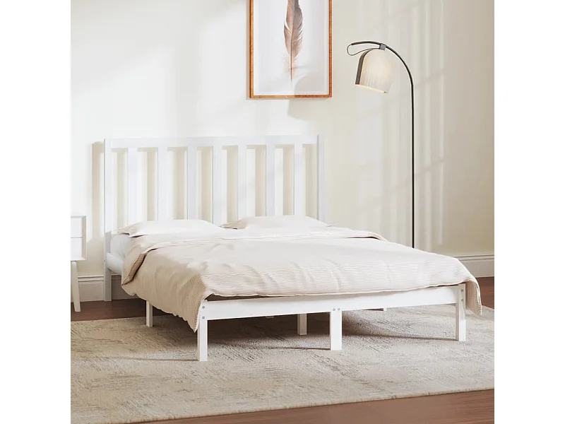 Bedframe zonder matras wit 140x190 cm massief grenenhout