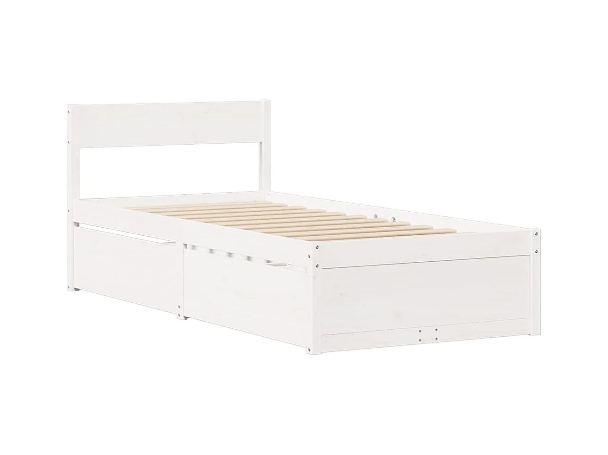 Bed met lades en witte matras 90x200 cm massief grenenhout
