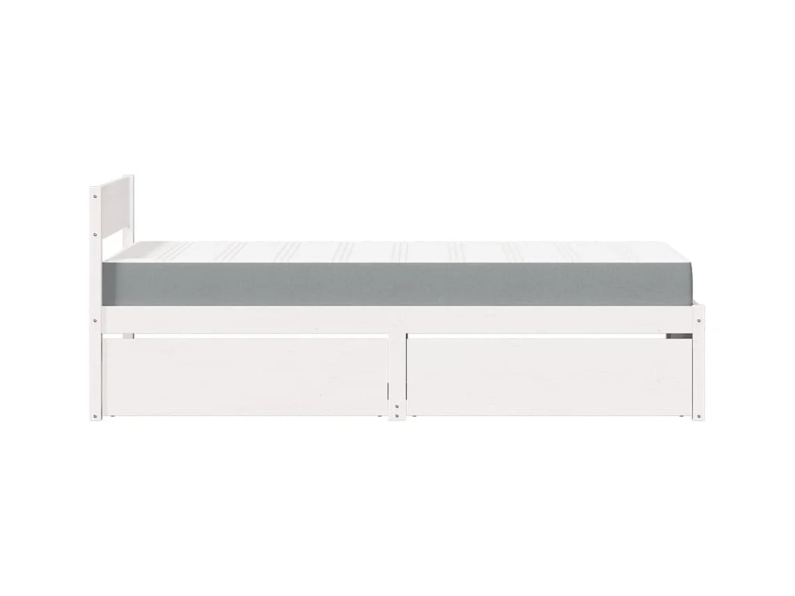 Bed met lades en witte matras 90x200 cm massief grenenhout