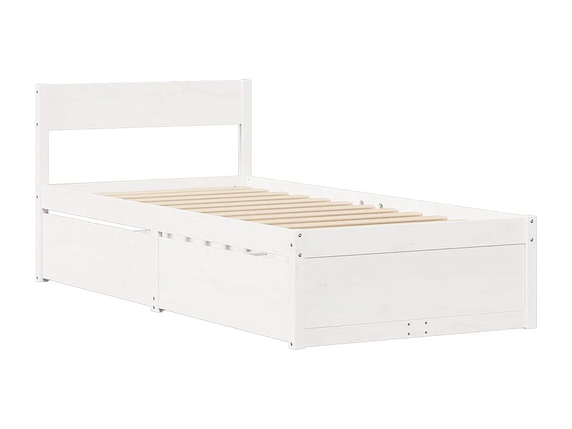 Bed met lades en witte matras 90x200 cm massief grenenhout