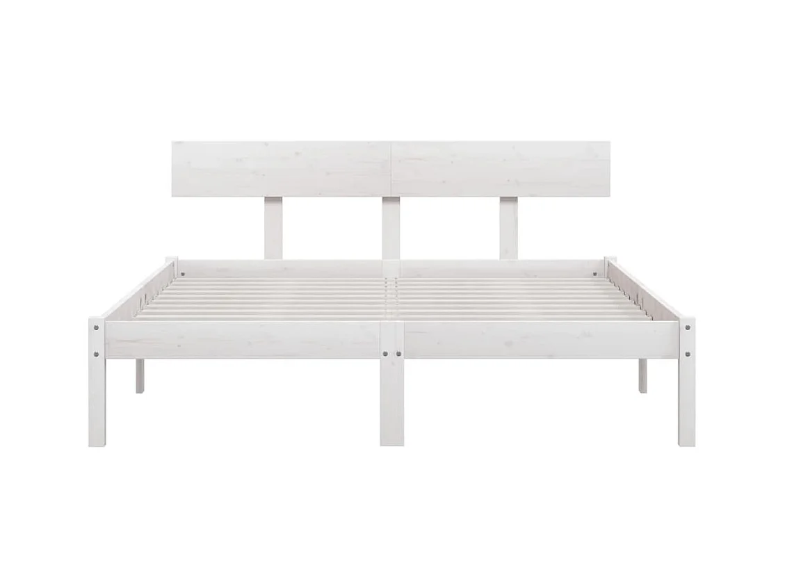 Cadre de lit sans matelas blanc bois de pin massif