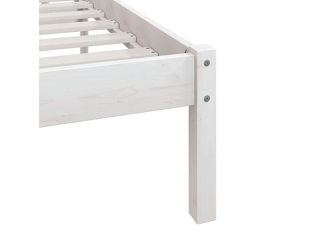 Cadre de lit sans matelas blanc bois de pin massif