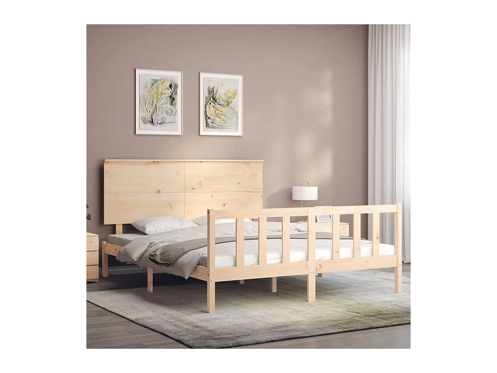 Struttura letto senza materasso 160x200 cm in legno massello di pino