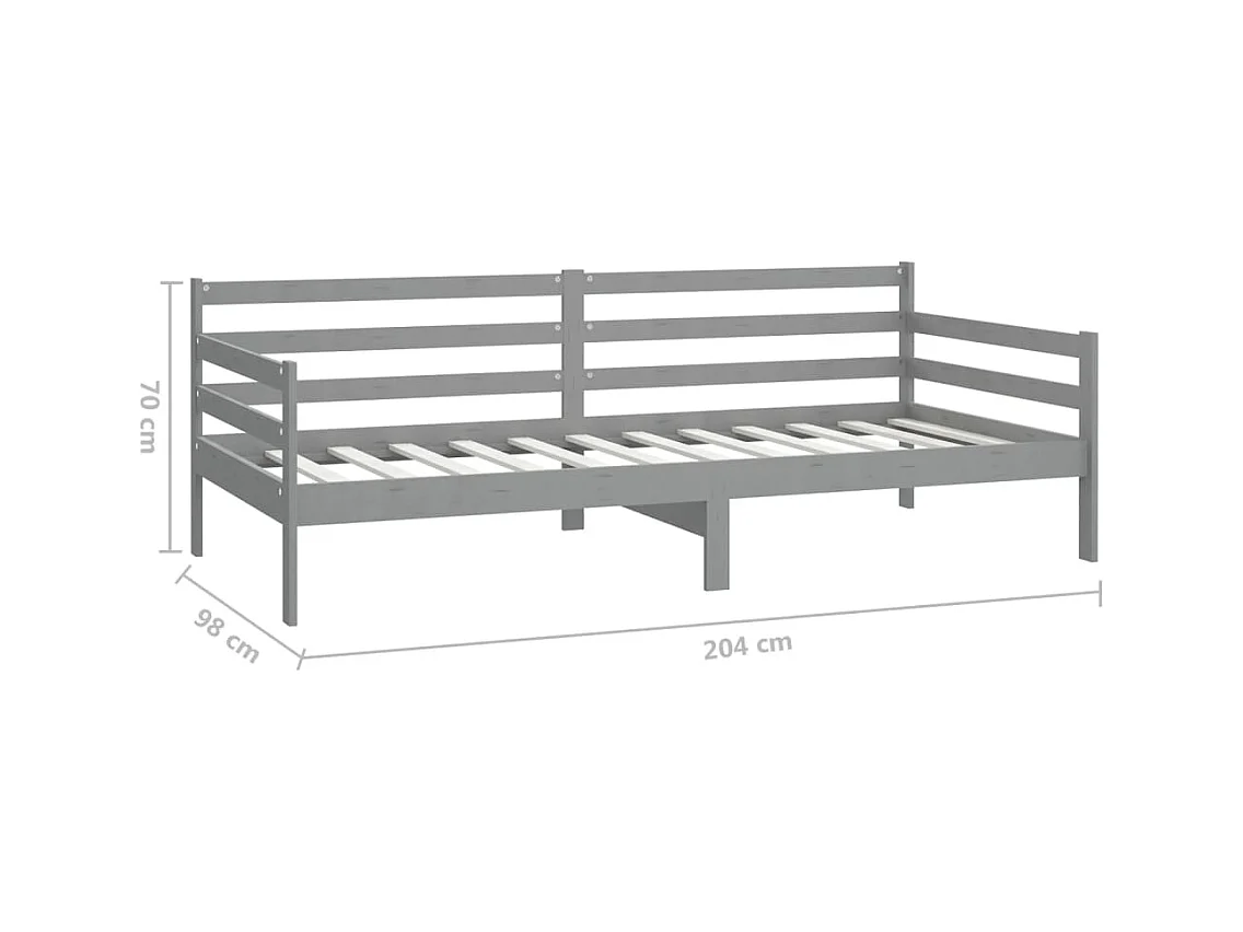 Dagbed met matras 90x200 cm Grijs Massief grenenhout