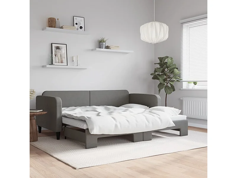 Divano letto con letto estraibile senza materasso grigio scuro 90x200 cm