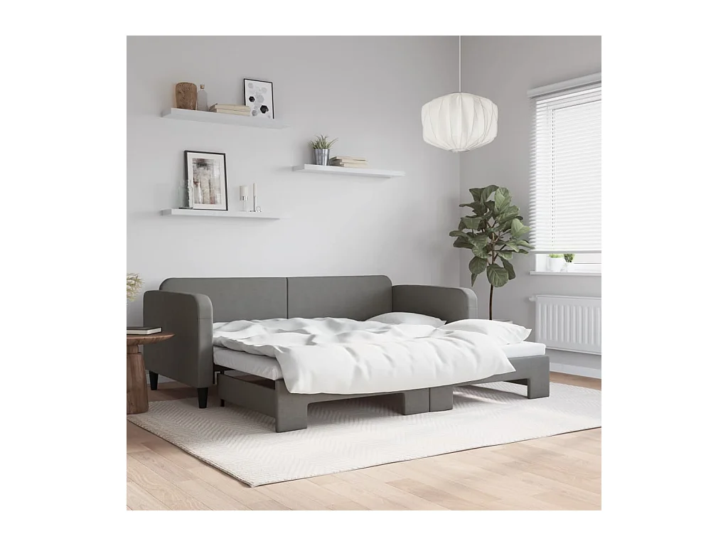Divano letto con letto estraibile senza materasso grigio scuro 90x200 cm