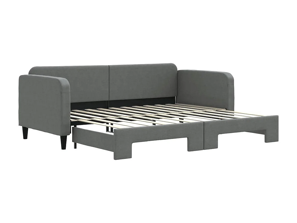 Lit de jour avec gigogne sans matelas gris foncé 90x200 cm