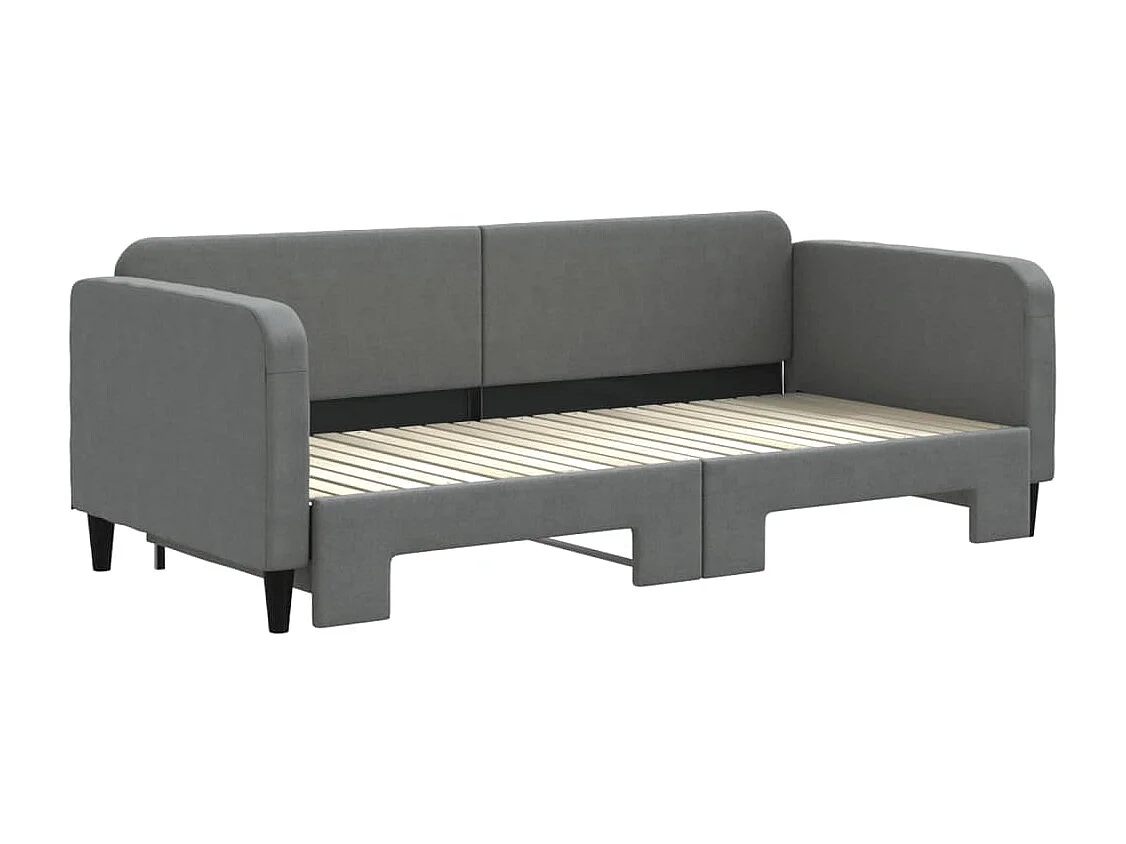 Lit de jour avec gigogne sans matelas gris foncé 90x200 cm