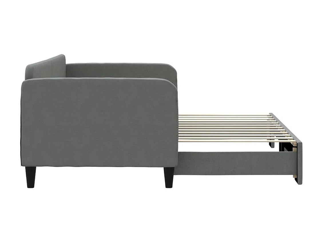 Lit de jour avec gigogne sans matelas gris foncé 90x200 cm