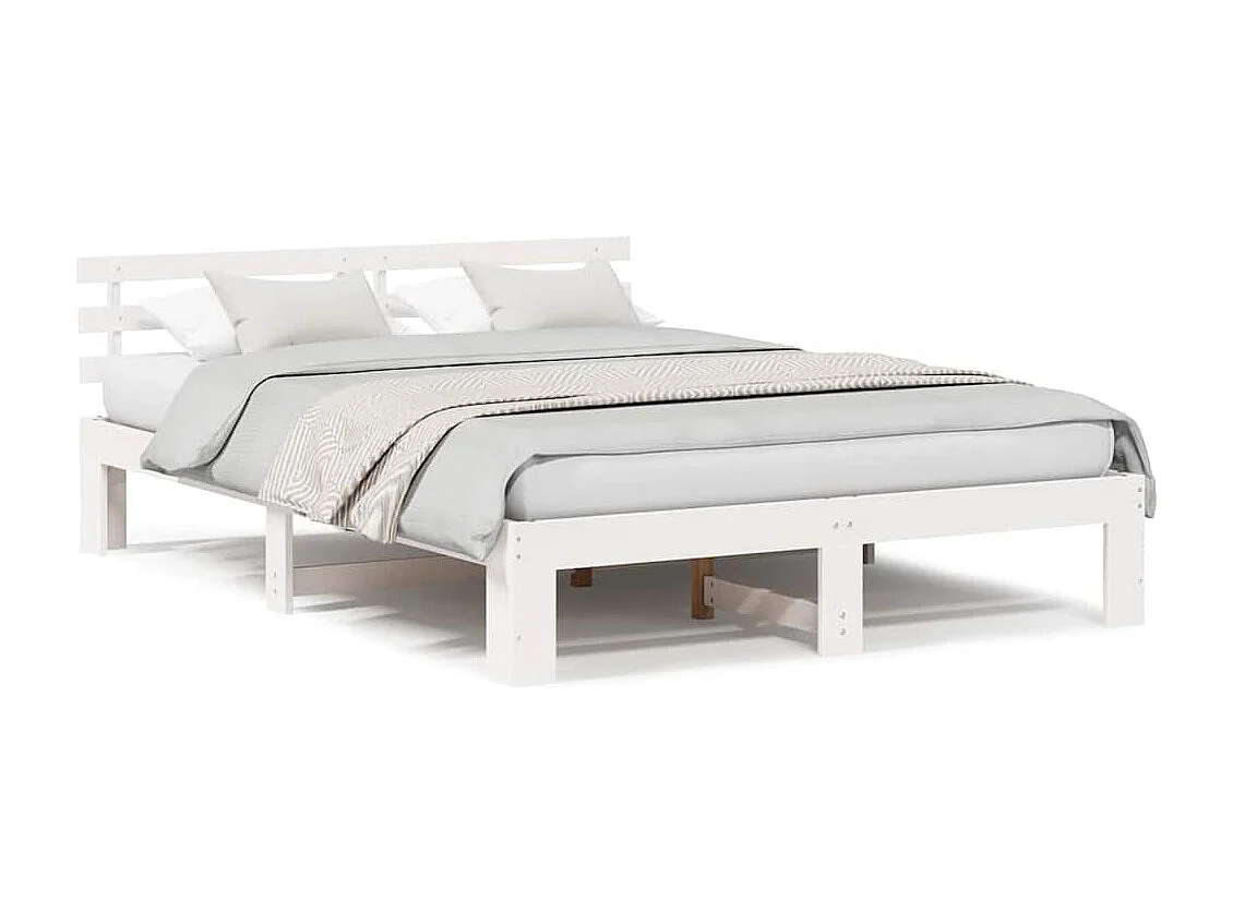 Estructura de cama blanca 140 x 200 cm Madera maciza de pino